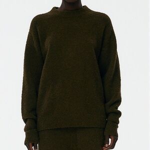 Tibi Forest Green Crew Neck Sweater